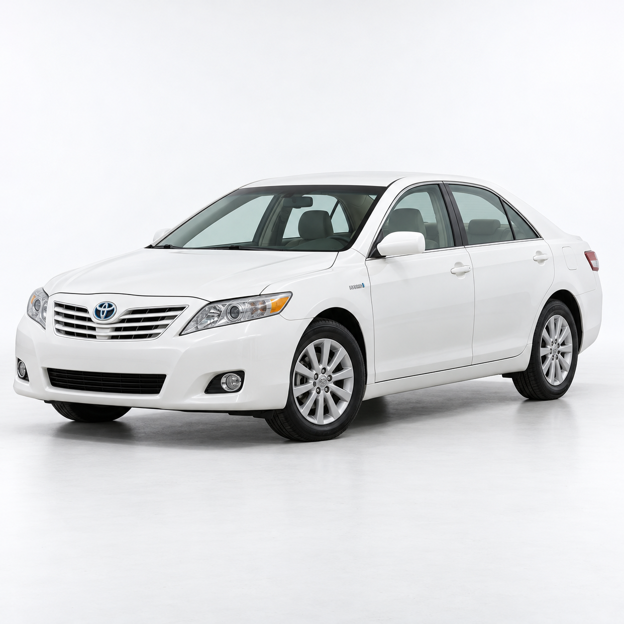 Illustrative white camry-xv40 vehicle reference; styling varies by year. Not battery kit contents.