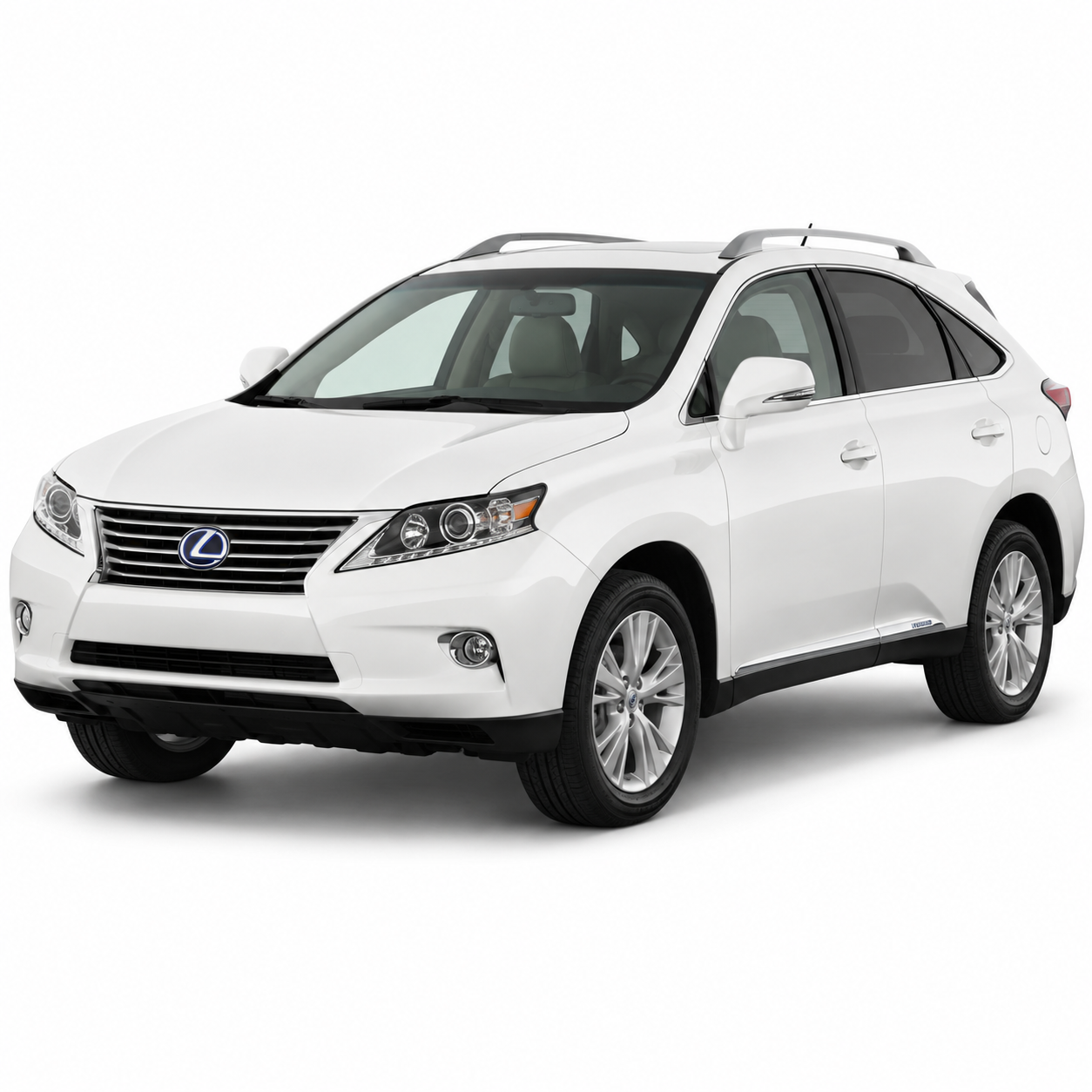 Illustrative white third-generation Lexus RX450h; body styling varies by model year. Vehicle reference, not battery kit contents.