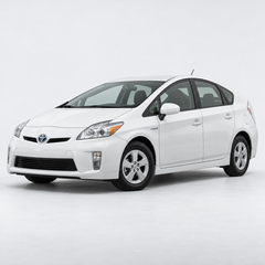 White Toyota Prius Gen 3 liftback — illustrative vehicle reference, not battery contents